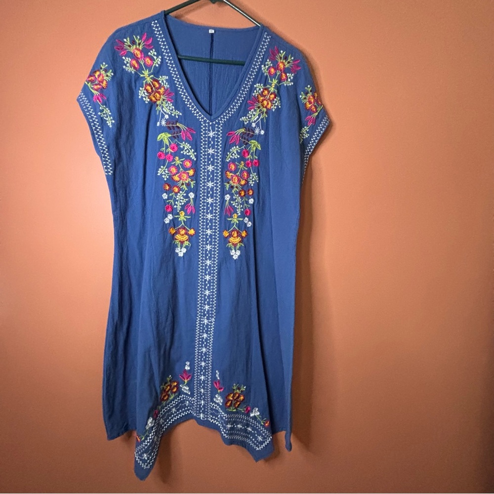 Embroidered Blue Women's Dress